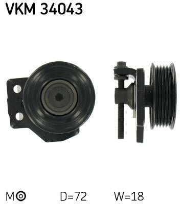 Rolo tensor da correia trapezoidal estriada SKF ref. VKM 34043